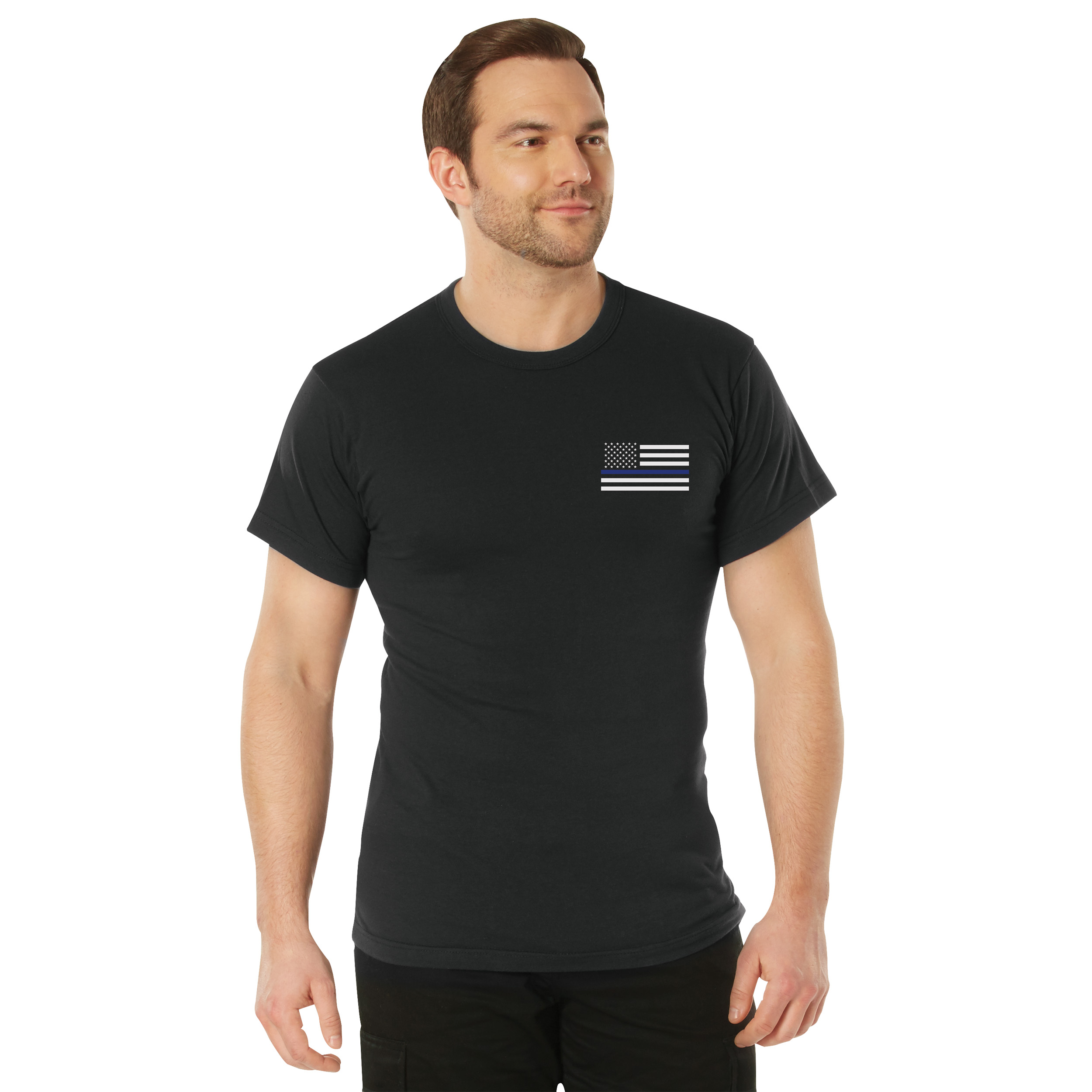 Rothco Honor and Respect 2-Sided Thin Blue Line Flag T-Shirt – Black