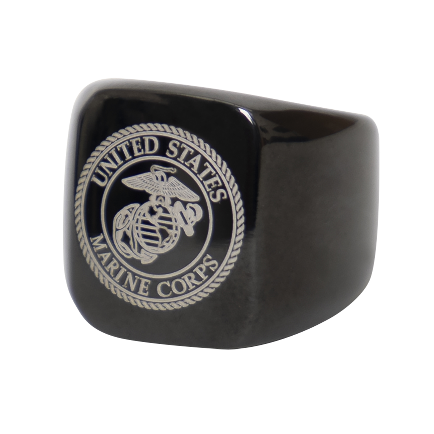 Rothco Stainless Steel USMC Eagle, Globe and Anchor Ring – Black