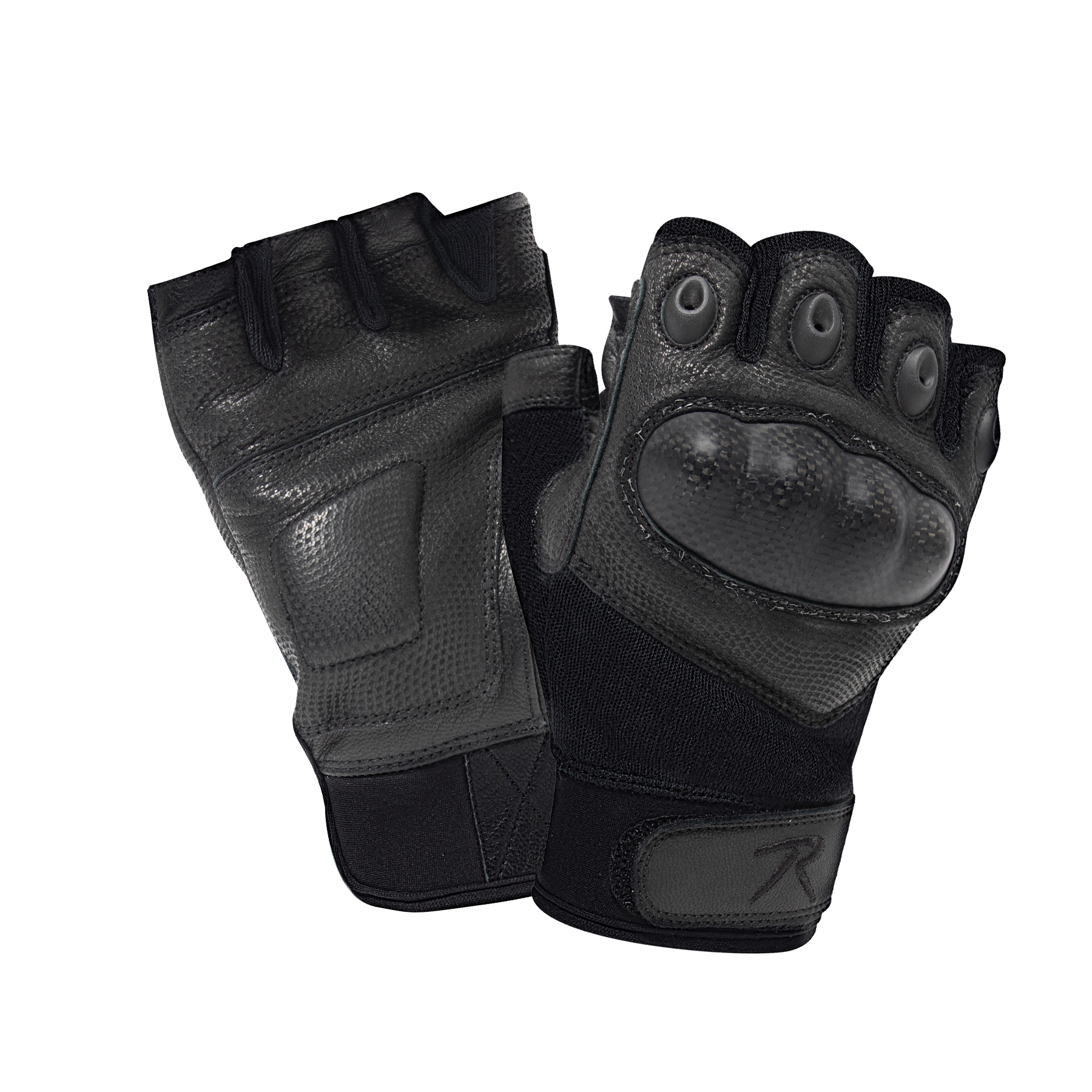 Rothco Fingerless Cut-Resistant Carbon Hard Knuckle Gloves – Black