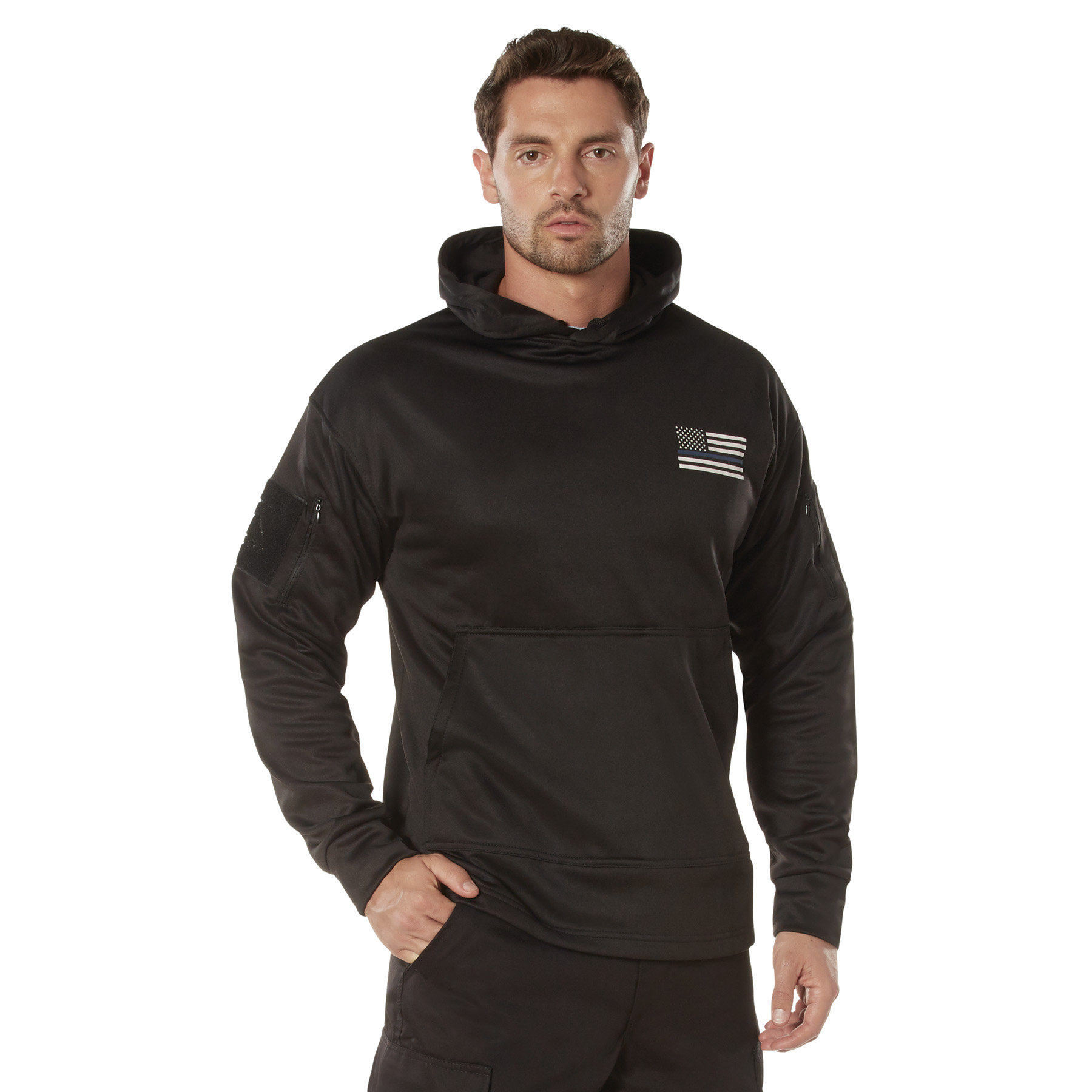 Rothco Honor and Respect Thin Blue Line Concealed Carry Hoodie – Black