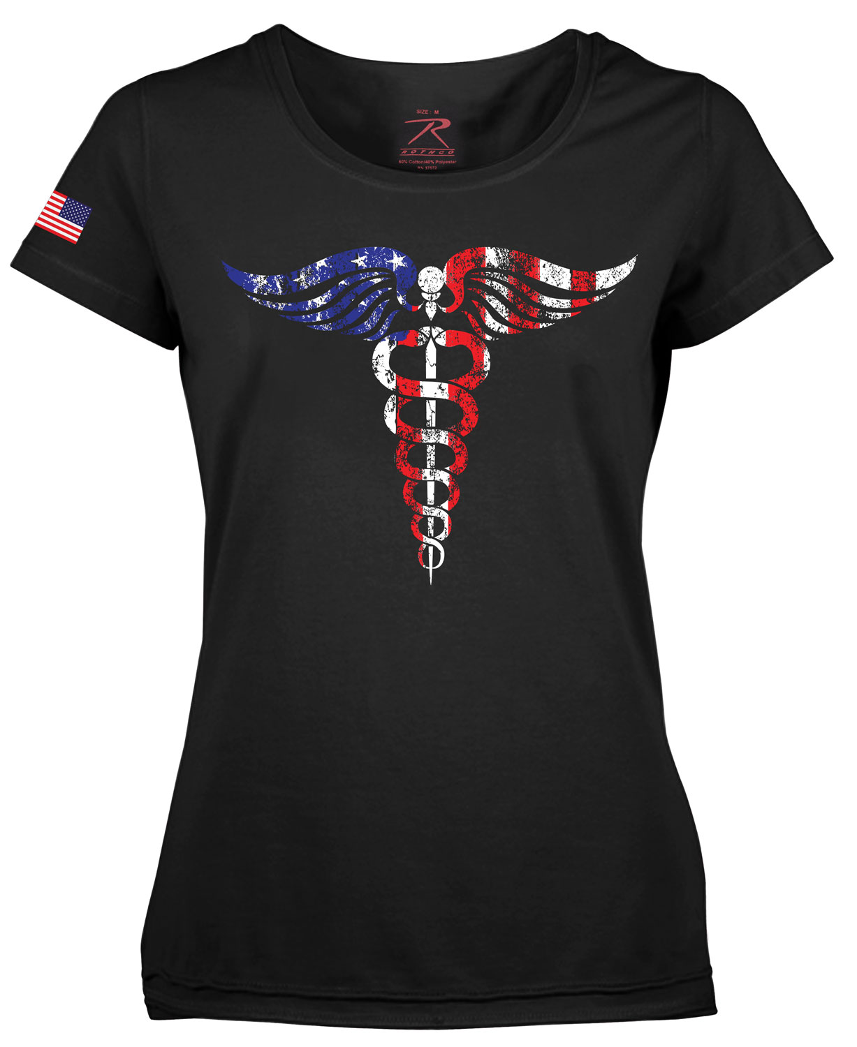 Rothco Women’s Medical Symbol (Caduceus) Long Length T-Shirt – Black